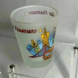 Shot Glass:‎ San Francisco Frosted Glass NEW UNUSED